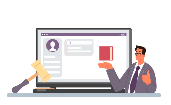 Lawyer with computer graphic
