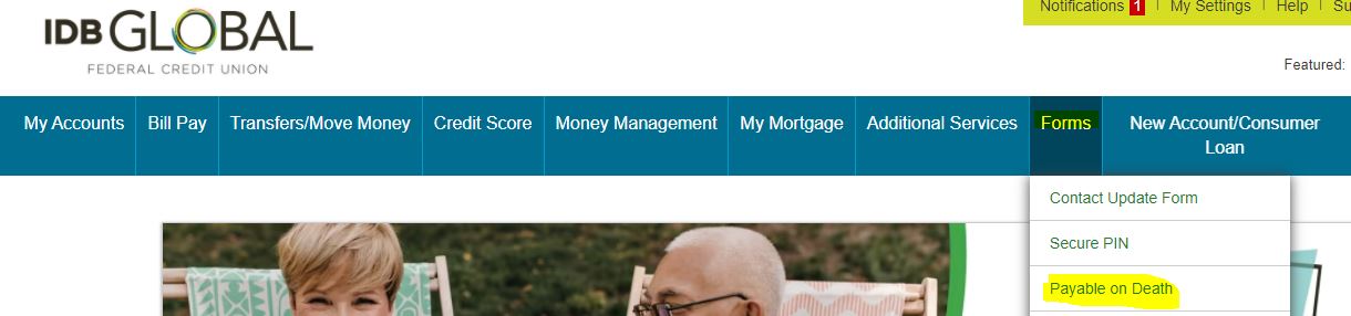 Online Banking Menu