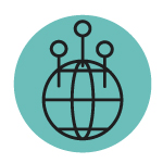 globe and geolocation icon