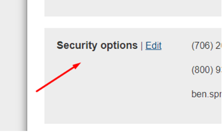 screenshot with Step 4 - Security Options